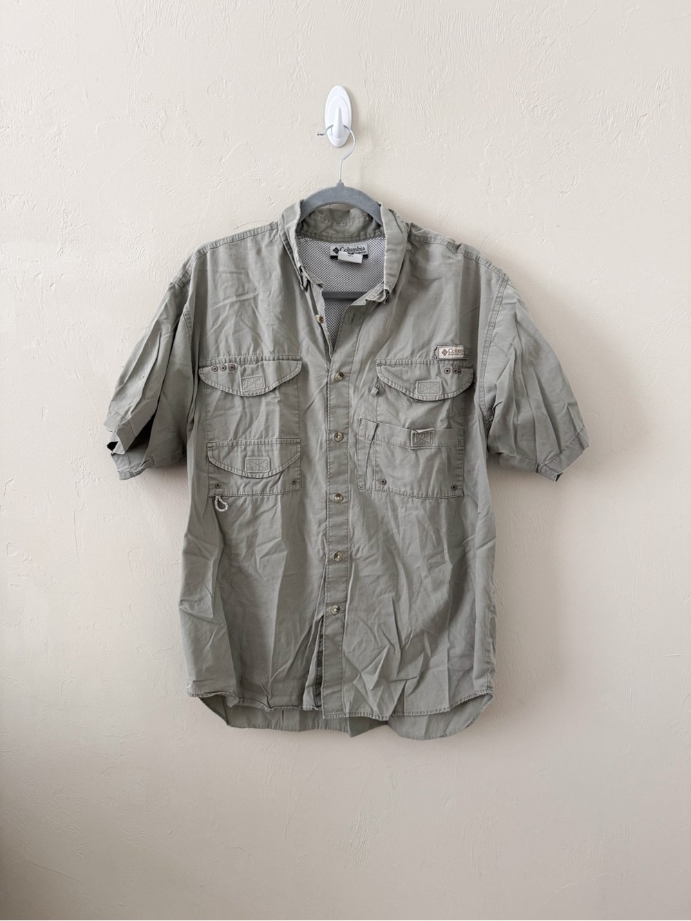 Columbia Short-Sleeve Outdoor Button-Down PFG Shirt - Olive Green